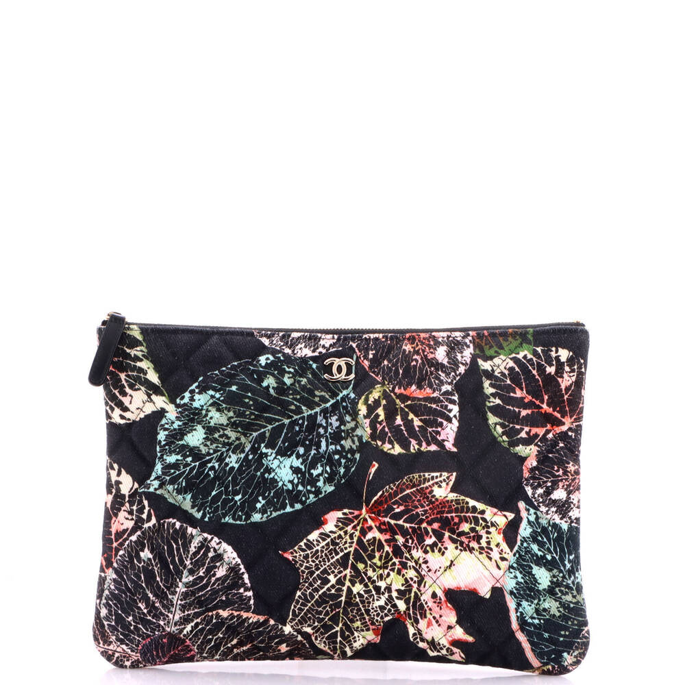 Chanel Medium O Case Clutch Quilted Printed Canvas